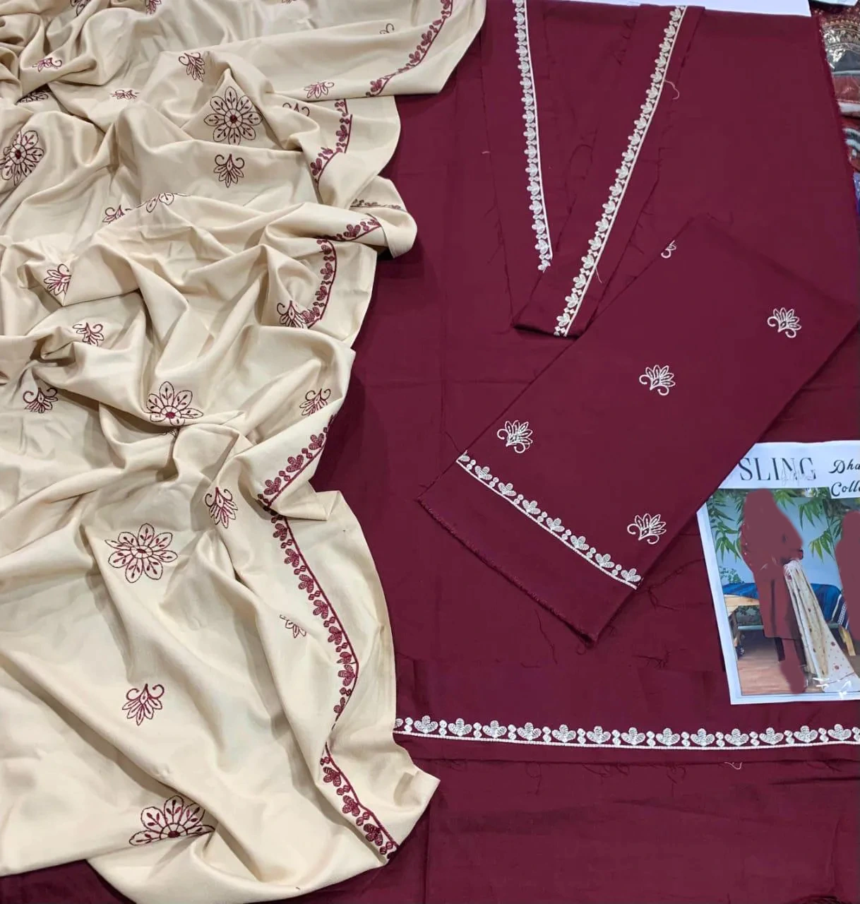 Asling 3pc Dhanak Embriodered Suit Article 3